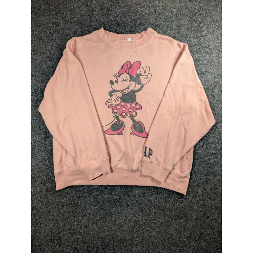 GAP x Disney Minnie Mouse Graphic Pink Crewneck Sweatshirt Relaxed women's  L